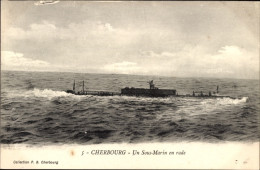 CPA Cherbourg Octeville Manche, Französisches U-Boot, U-Boot Im Hafen - Other & Unclassified