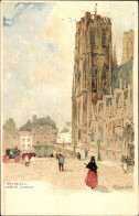 Artiste Lithographie Cassiers, H., Brüssel, Sainte Gudule, Platz Vor Der Kirche - Brussels (City)