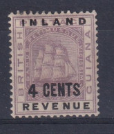 British Guiana: 1888/89   Ship 'Inland Revenue' OVPT   SG178   4c   MH - Guyane Britannique (...-1966)