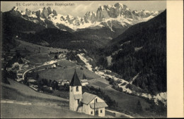 CPA St. Zyprian Trentino Südtirol, Kirche, Rosengarten - Otros & Sin Clasificación
