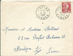 FRANCE LETTRE 25F L' EPINE ( VENDEE ) POUR BOULOGNE ( SEINE )  DE 1959 LETTRE COVER - 1921-1960: Modern Period