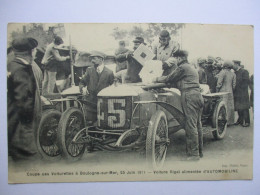 Cpa...coupe Des Voiturettes A Boulogne-sur-Mer, 25 Juin 1911...voiture Rigal Alimenté D'automobiline...animée... - Toerisme