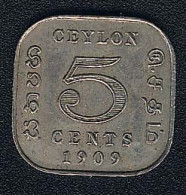 Ceylon (Sri Lanka), 5 Cents 1909 - Sri Lanka (Ceylon)