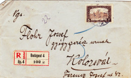 Hungary 5k PARLIAMENT REGISTERED COVER 1922 - Brieven En Documenten