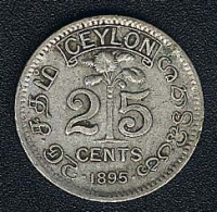 Ceylon (Sri Lanka), 25 Cents 1895, Silber - Sri Lanka