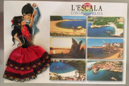 L'Escala - Costa Brava. Multi-vues Avec Danseuse Flamenco En Tissu. Circulée - Other & Unclassified