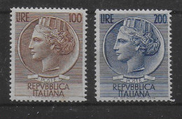 REPUBBLICA 1954 ** MNH LUSSO " SIRACUSANA " LIRE 100/200 RUOTA 2 VALORI  C1920A - 1946-60: Nuovi