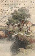 AK Künstlerkarte - Bauern Mit Gänseherde - Kufstein Nach Aschau 1905 (69483) - Paesani