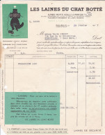 Facture Laines Du Chat Botté A.Motte & J.Porisse à Roubaix Pour Perret à Guebwiller 1937 - 1900 – 1949