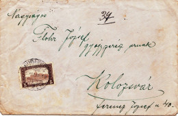 Hungary 5k,PARLIAMENT  COVER 1922 FROM BUDAPEST TO TRANSILVANIA KOLOSZVAR. - Lettres & Documents
