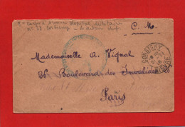ENVELOPPE DU 21/7/1916 - CACHET HOPITAL MILITAIRE COMPLEMENTAIRE N° 63 - A CORBIGNY DANS LA NIEVRE - Brieven En Documenten