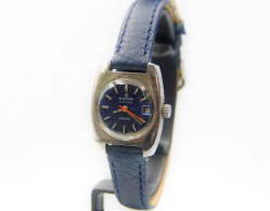 Watches :  Watches : Edox Automatic Mylady Ladies ' Cocktail ' Blue Dial Ref. 200.305 - Original - Running - 1960 's - Orologi Di Lusso