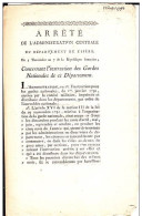 C1 REVOLUTION Arrete ADMINISTRATION CENTRALE ISERE 1799 Garde Nationale GRENOBLE Port Inclus France - Francés