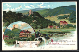 Lithographie Schenkenburg A. D. Kinzig, Burg Hotel Und Burgruine  - Sonstige & Ohne Zuordnung