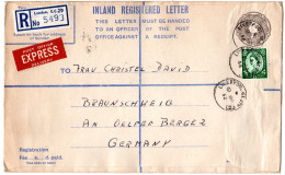 GB 1958, 1/3 Sh.auf 1/3 Sh. Reko Ganzsachenumschlag Per Express V. Liverpool - Sonstige & Ohne Zuordnung