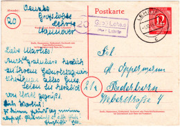 1946, Landpost Stpl. 20 GROSS LEBKE über Lehrte Auf 12 Pf. Ganzsache. - Storia Postale