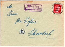 DR 1944, Landpost Stpl. WEILER über Schorndorf Auf Brief M. 12 Pf. - Covers & Documents