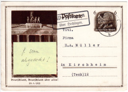 DR 1934, Landpost Stpl. WESSINGEN über Hechingen Auf 6 Pf. Ganzsache - Autres & Non Classés