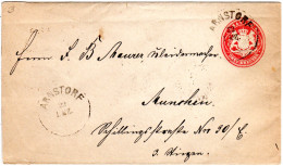 Bayern U3, 3 Kr. Ganzsachenumschlag V. K1 ARNSTORF N. München - Storia Postale