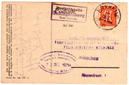 DR 1921, Bayern Posthilfstelle SCHLEGELSBERG Taxe Erkheim Auf Karte M. 40 Pf.  - Lettres & Documents