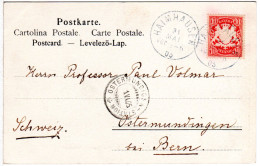 Bayern 1905, K1 HAIMHAUSEN Auf Karte M. 10 Pf. N. Ostermundingen B. Bern Schweiz - Covers & Documents