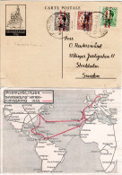 Spanien 1932, 3 Marken Auf Illustrierter Karte D. Gripsholm Winter Kreuzfahrt - Storia Postale