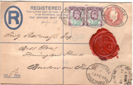 GB 1905, Paar 1 1/2d Zusatzfr. Auf Einschreiben Ganzsache Brief V. GRACECHURCH - Autres & Non Classés