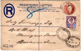 GB 1905, 5d Zusatzfr. Auf Einschreiben Ganzsache Brief V. GRACECHURCH - Sonstige & Ohne Zuordnung