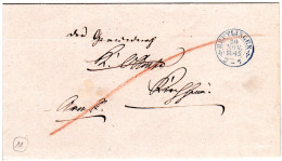Württemberg 1849, Blauer Zier-K2 REUTLINGEN Auf Brief N. Kirchheim - Vorphilatelie