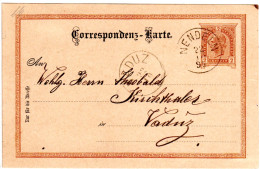 Liechtenstein 1894, K1 NENDELN U. VADUZ Auf Österreich 2 Kr. Vorläufer Karte - Cartas & Documentos