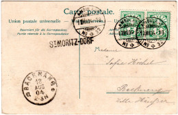 Schweiz 1904, L1- St. Moritz-Dorf Auf AK M. Paar 5 C. U. Bahnpost Ambulant No.32 - Brieven En Documenten