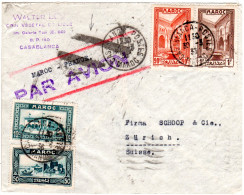 Marokko 1936, Luftpost Annullierungsstpl. Auf Brief V. Casablanca I.d. Schweiz - Africa (Other)