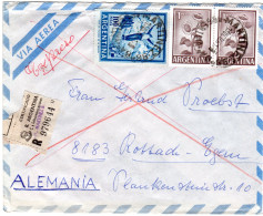 Argentinien 1958, 100+2x1 P. Auf Luftpost Reko Express Brief N. Rottach-Egern - Briefe U. Dokumente