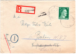 DR 1944, L2 Würbenthal (Ostsudeten) Auf Einschreiben Brief M. 42 Pf. N. Berlin. - Briefe U. Dokumente