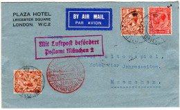 GB 1933, 1d+2x1 1/2d Auf Luftpost Brief V. London M. München Flugbestätigungs-R2 - Otros & Sin Clasificación