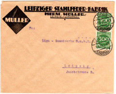DR 1923, MeF 2x300 Mk. Auf Firmen Orts-Brief (21-100 Gramm) V. Leipzig-Lindenau - Cartas & Documentos