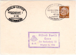 DR 1936, Versuchsfahrt 2 Kraftkurspost Berlin-Leipzig Auf Karte M. 3 Pf - Covers & Documents