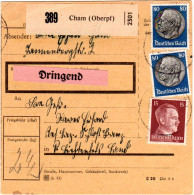 DR 1942, 15+2x 80 Pf. Auf Paketkarte V. CHAM M. Extragebühr F. DRINGEND - Briefe U. Dokumente