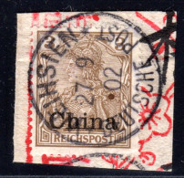 DP China 15b, 5 Pf. Dunkelorangebraun Auf Briefstück M. Stpl. Weihsien. Geprüft - Deutsche Post In China