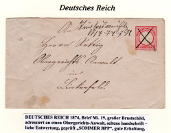 DR 1874, TÜRKISMÜHLE, Hds. Entwertung Auf 1 Gr. Ganzsache Brief N. Birkenfeld. - Brieven En Documenten