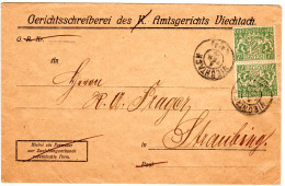 Bayern 1919, MeF 2x 7 1/2 Pf. Dienst Auf Brief V. VIECHTACH . Geprüft - Lettres & Documents