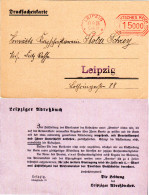DR 1923, 15000 Mk. Leipzig Absenderfreisitempel Auf Adressbuch Orts-Drucksache - Briefe U. Dokumente