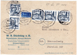 Württemberg 1949, MeF 5x2 Pf. Auf Karte V. Düsseldorf. RM Als DM Verwendet! - Sonstige & Ohne Zuordnung