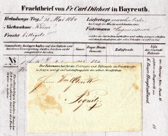 Bayern 1864, Vorgedruckter Fuhrmanns Brief V. Bayreuth N. Pegnitz - Covers & Documents