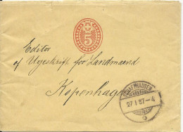 Schweiz 1887, 5 C. Ganzsache Streifband V. Schaffhausen N. Dänemark.  - Autres & Non Classés