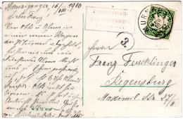 Bayern 1910, Posthilfstelle SCHWAIGANGER Taxe Murnau Auf Staffelsee AK M. 5 Pf. - Covers & Documents