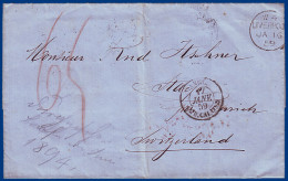 GB 1859, Liverpool, Unpaid Letter To Switzerland. Postage 65 C. #S750 - Andere & Zonder Classificatie