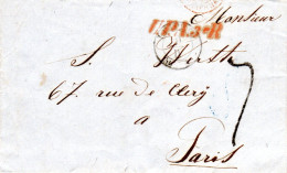 Sachsen 1856, K2 LEIPZIG U. L1 UPA3eR Auf Brief M. Frankreich Portostpl. "7" - Saxe
