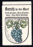 Baruth In Der Mark, Stadtwappen Sammelmarke M. Abb. Wein Traube - Vinos Y Alcoholes