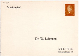 DR, Ungebr. 3 Pf. Privatganzsachenkarte Dr. W. Lehmann Stettin - Sonstige & Ohne Zuordnung